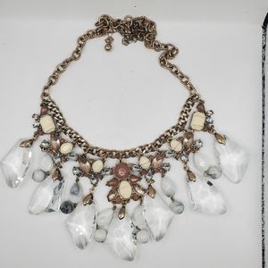 Statement Necklace Woman Gold Tone Faux Rhinestones 22" Fashion jewelry